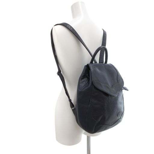 イビサ IBIZA リュックサック デイバッグ 巾着 ロゴ レザー 紺