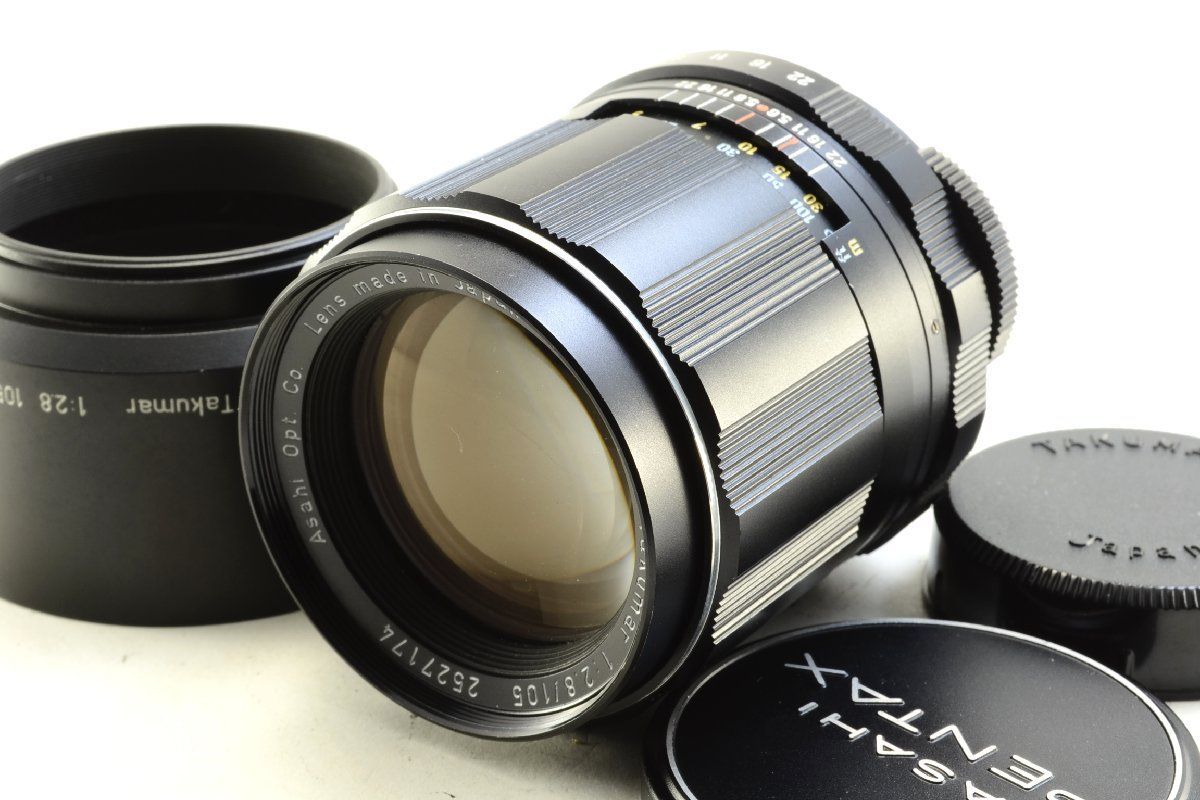 良上品・外観美品】Asahi Super Takumar 105mm F2.8 フード付 良上品・外観美品】Asahi Super Takumar 105mm F2.8 フード付