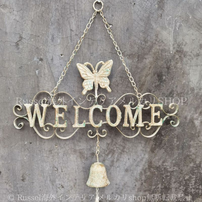ドアプレート ウェルカムサイン 天使 蝶 ヴィンテージ調 ホワイト アイボリー シャビーシック ガーデンオーナメント ガーデンオブジェ ガーデニング 雑貨 ガーデン雑貨 ガーデンインテリア ガーデン インテリア 庭の装飾 お洒落 おしゃれ 8-14
