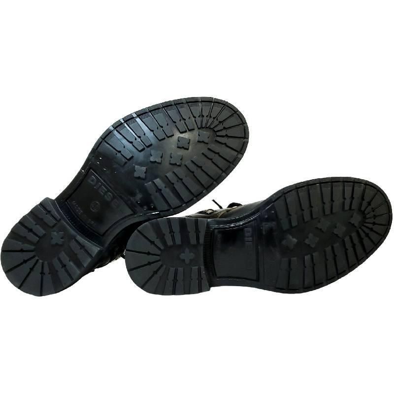 ディーゼル 新品 ダメージ加工 サイドジップ 本革 レザー EU40  