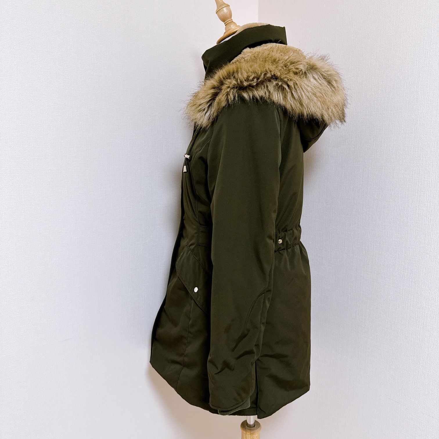古着 ZARA モッズコート カーキ 人気 M-51 ☆ 【美品】 ZARA ザラ アウター モッズコート フード ファー