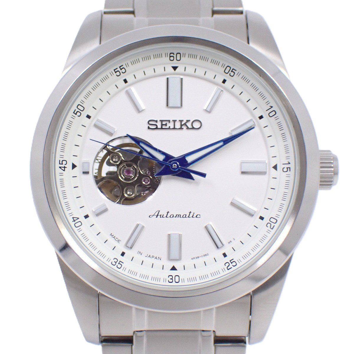 SEIKO セイコー セレクション メカニカル 自動巻き メンズ 腕時計 セミスケルトン 白文字盤 SCVE049 | 4R38-02A0 いおき質店