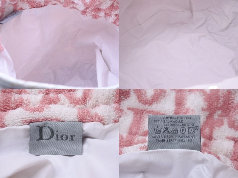 Christian Dior クリスチャンディオール トロッター柄 巾着ポーチ ビーチバッグ その他バッグ ピンク ホワイト良品  56725