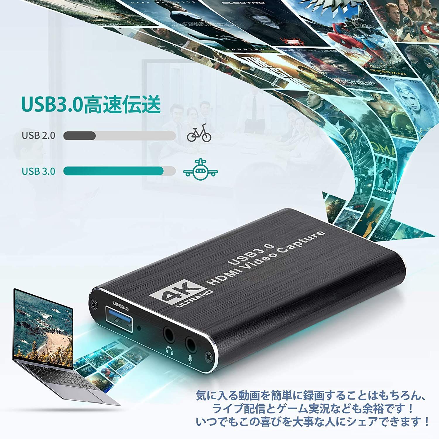 ビデオキャプチャー USB3.0 4K TreasLin