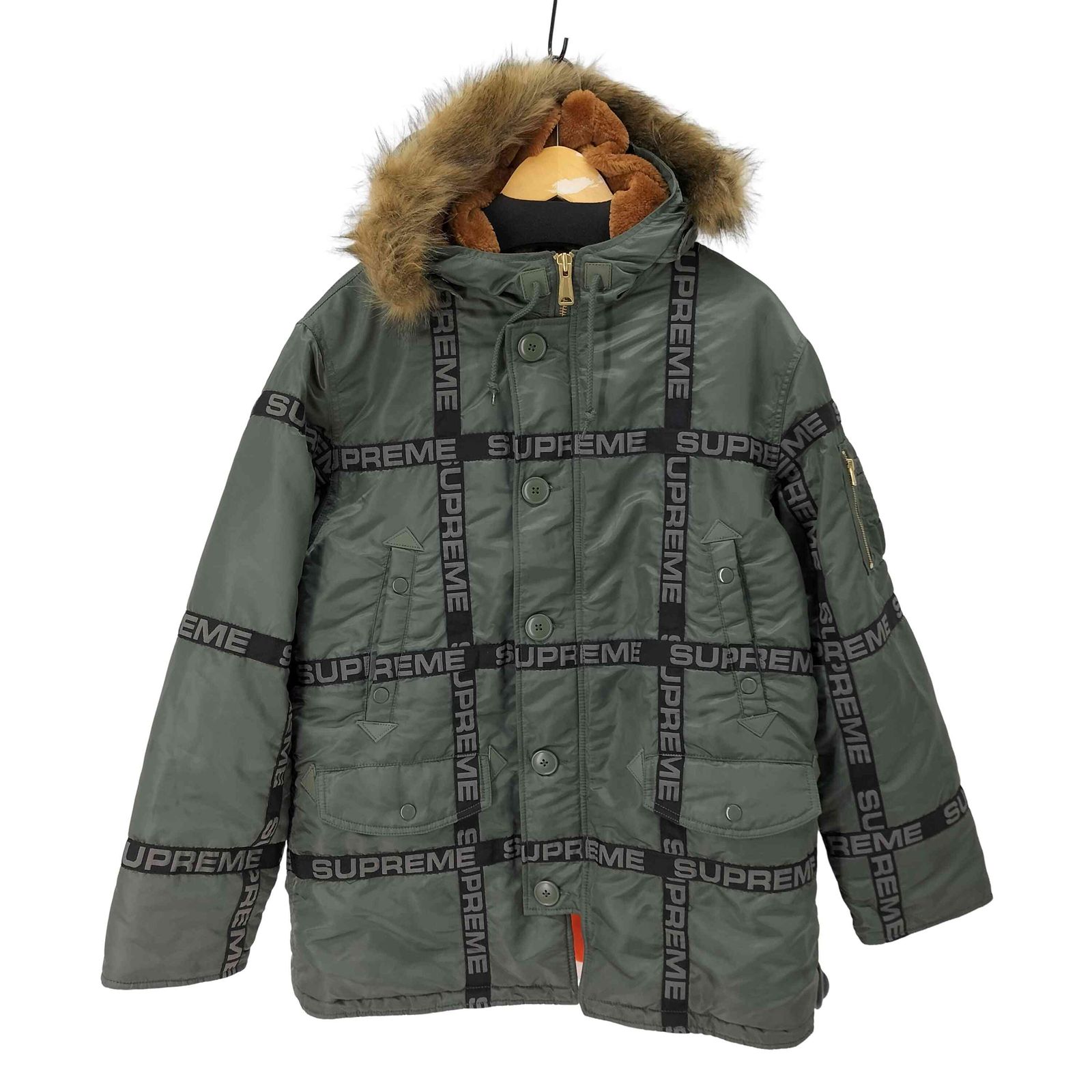 シュプリーム Supreme 18AW Logo Tape N-3B Parka メンズ JPN M