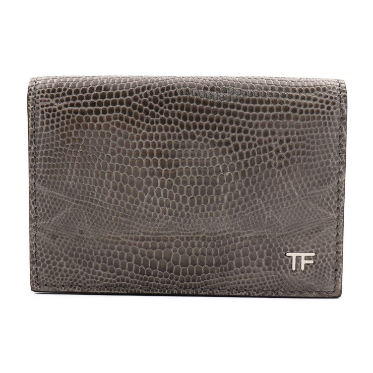 TOM FORD トムフォード カードケース リザード型押しレザー グレー系 2