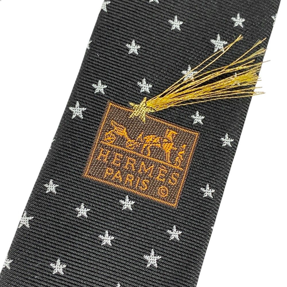 ◆SALE◆　■美品■　エルメス ネクタイ スーツ ビジネス ファッション 星 スター シルク ブラック 339245T 箱 【266645】□ ◇SALE◇ □美品□ エルメス ネクタイ スーツ ビジネス ファッション