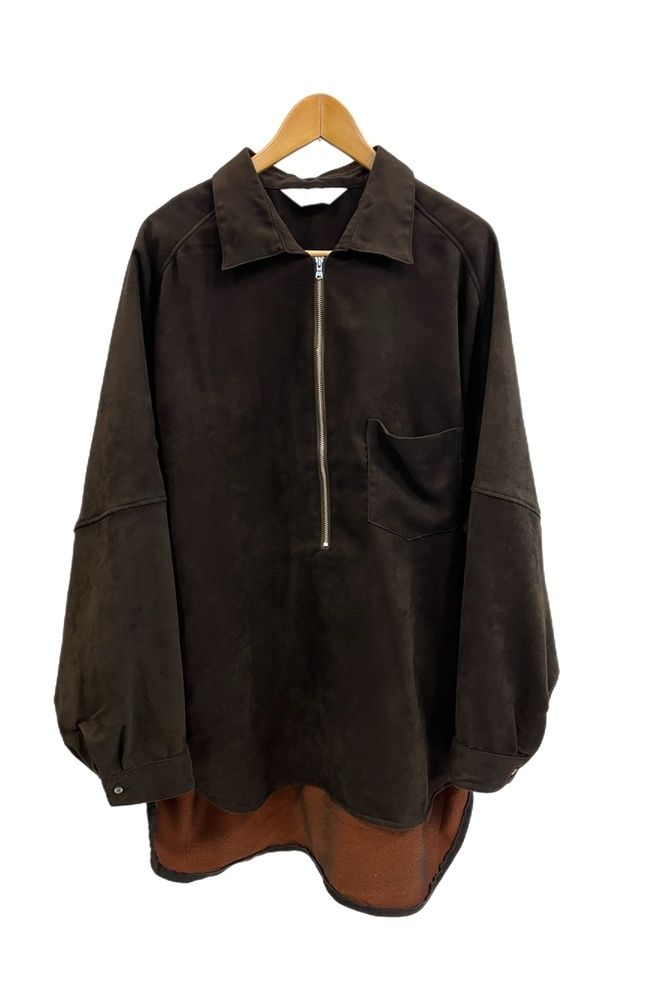 アンセルム ANCELLM VEGAN LEATHER SKIPPER LONG LS ZIP SHIRT ヴィーガンレザースキッパーロングロングスリーブジップシャツ ANC-SH43 サイズ2 長袖シャツ ブラウン 101MT-4986