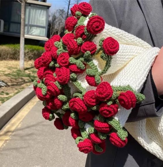 花束ブランケット 完成品ブーケブランケット マジックフラワー かぎ針