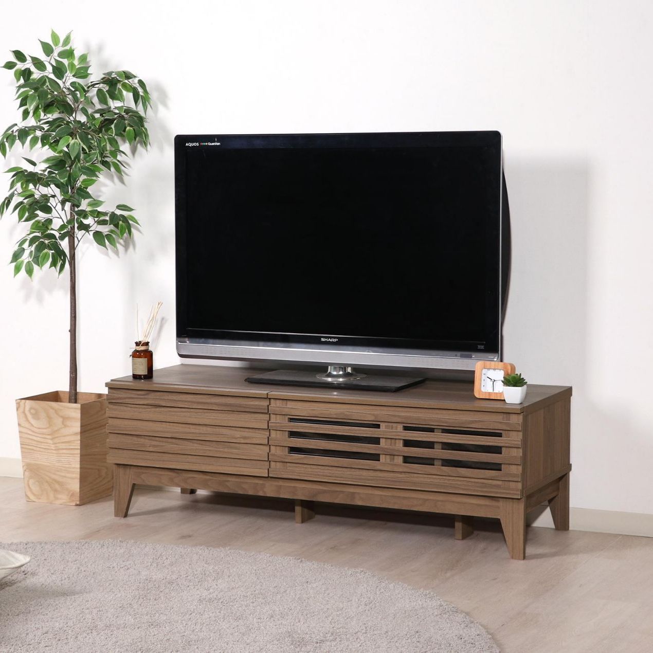♪引出し付 TVボード ミディアムブラウン ［幅120cm］　　　　テレビ台 テレビボード ローボード 1人暮らし ワンルーム