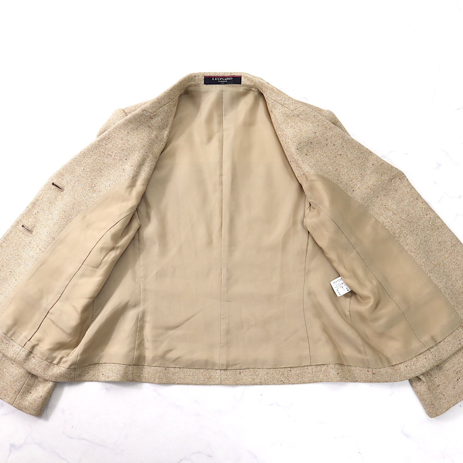 ☆超美品☆LEONARD レオナール ジャケット ベージュ 9AR △美品 レオナール LEONARD ウール ジャケット 9AR ベージュ