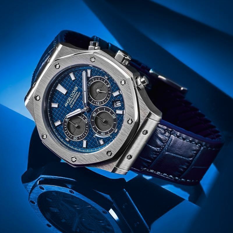 未使用 チタン ウェーブセプター 電波ソーラー メンズ ブルー ソーラー電波 新品未開封 ANGEL CLOVER EXVENTURE SOLAR EVS43S-NV ソーラー腕時計