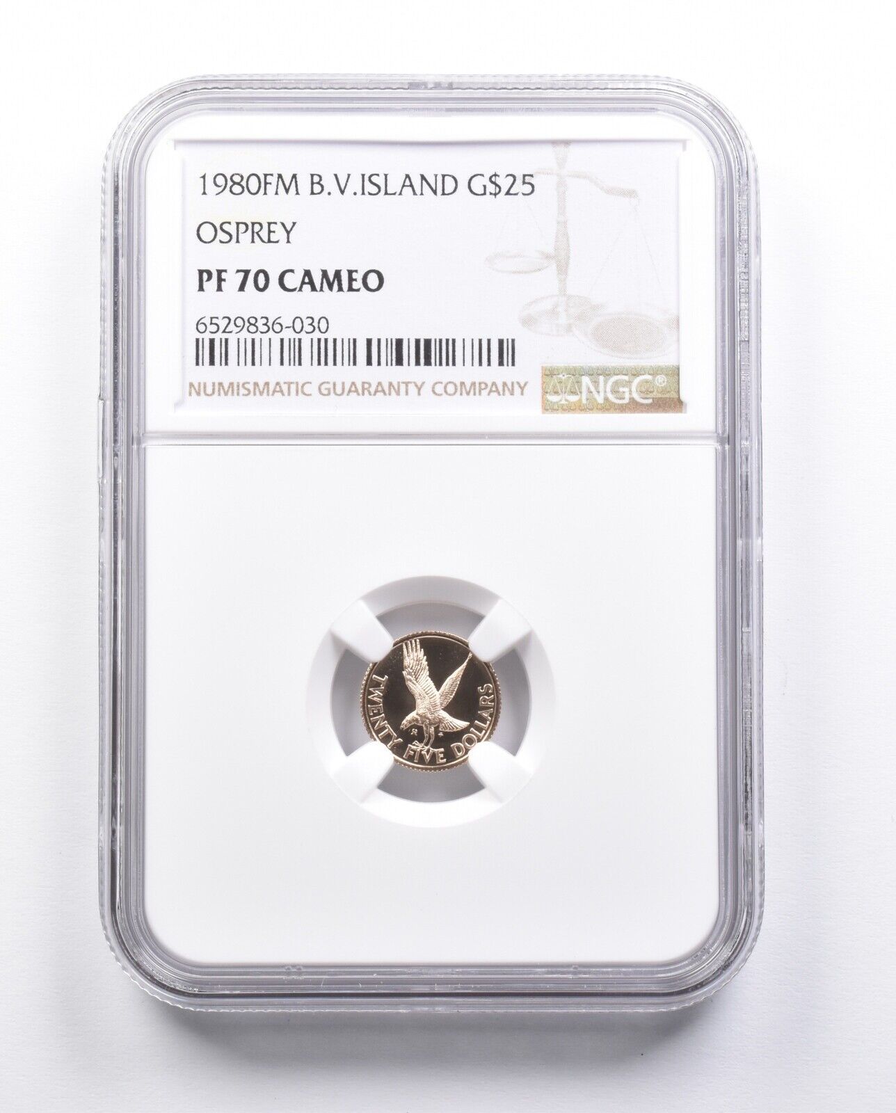 PF70 CAM 1980 FM イギリス領ヴァージン諸島 25ドル金貨 オスプレイ NGC