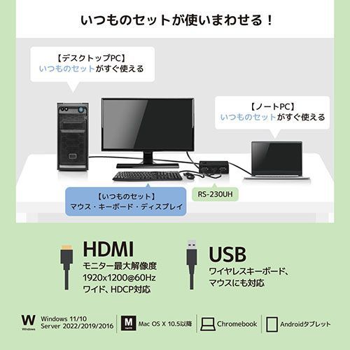 アクティブな クーポン配布中-スーパー 対象 ラトックシステム HDMIパソコン切替器 2台用 RS-230UH