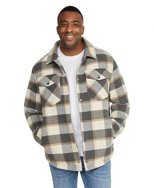 【送料無料】 ジョニー ビッグ メンズ ジャケット・ブルゾン アウター Big u0026 Tall Marsh Check Shacket Bone