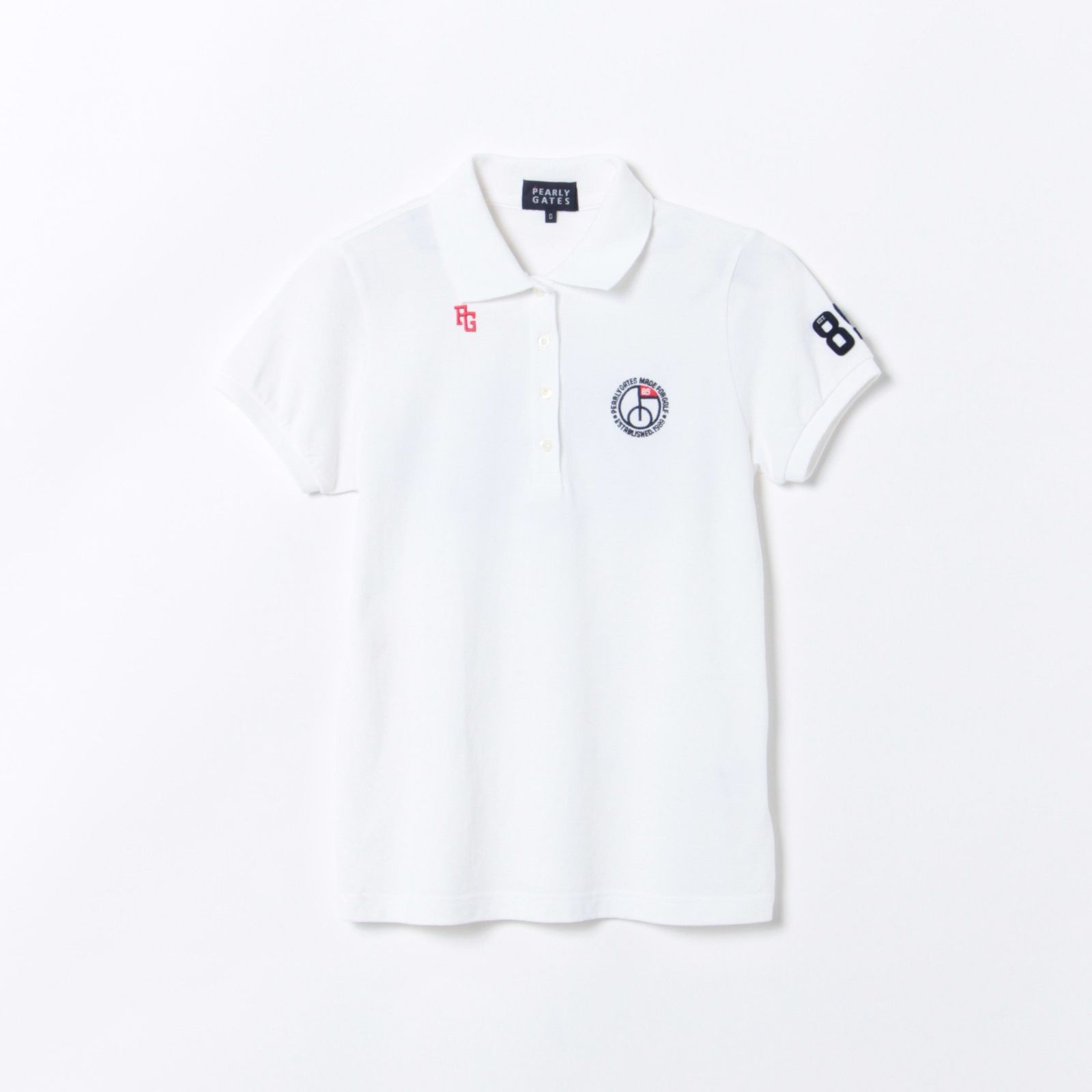 【美品】パーリーゲイツ 半袖ポロシャツ 白 千鳥格子 コットン100％ メンズ 4(M) ゴルフウェア 2023年モデル PEARLY GATES