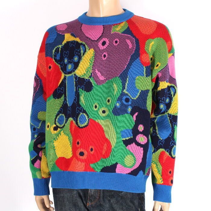 GUCCI グッチ GGベアー セーター 741902 XKC7R 8050 XLサイズ クルーネック ニット ドロップショルダー トップス メンズ ユニセックス 本物 売れ筋