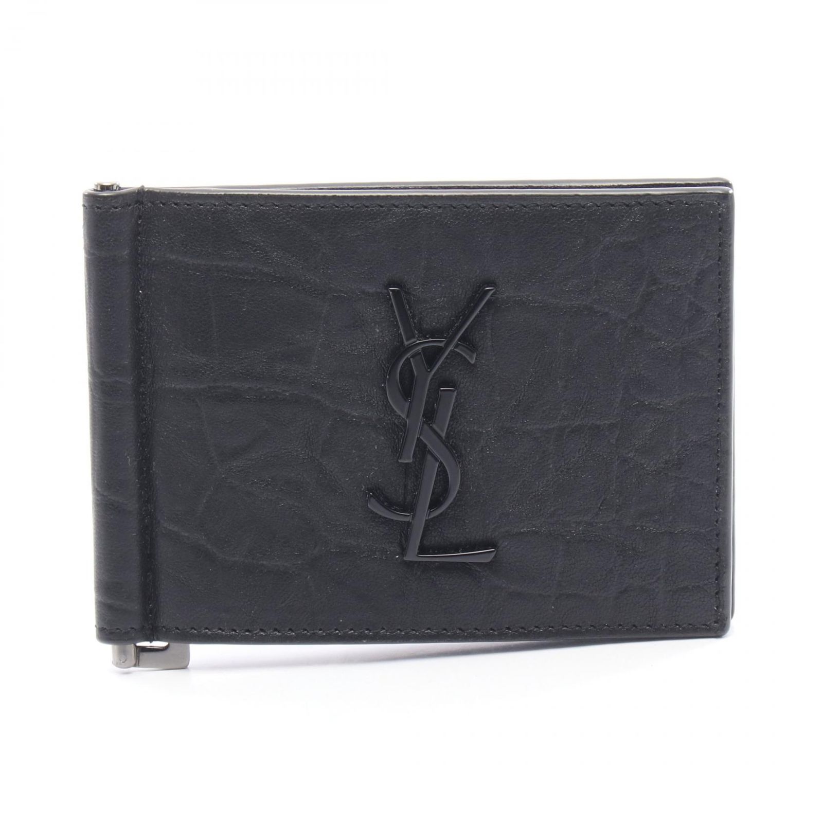 サンローランパリ SAINT LAURENT PARIS 二つ折り財布 モノグラム 485630C9H0U1000 ブラック レザー マネークリップ メンズ