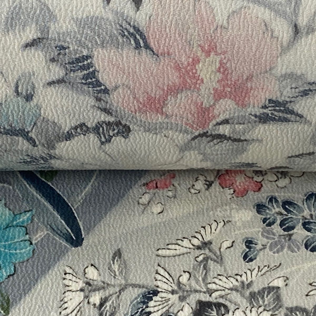 反物 秀品 小紋 草花 灰色 正絹 【中古】 - メルカリ