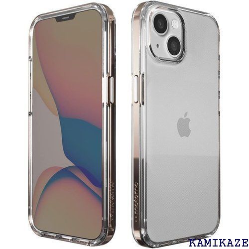 motomo iPhone 13 用 ケース INO ACHROME SHIELD CASE 二重構造 クリア ソフト 密着痕防止 TPUとポリカーボネートのハイブリッド 耐衝撃 バンパー風 アルミニウムボタン ワイヤレス充電 Chrom 3GD 国内 486