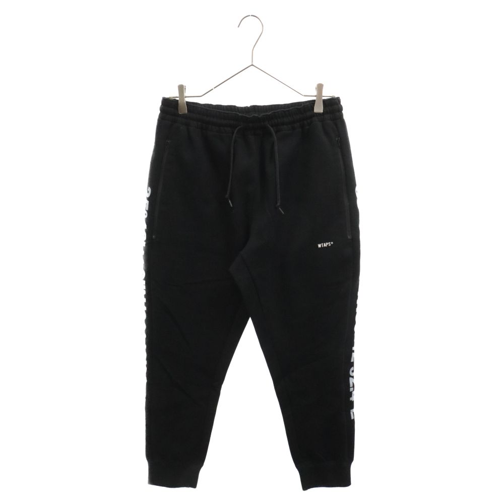 WTAPS (ダブルタップス) 19AW DEALER TROUSERS ディーラー ボンディングスウェット ドローストリング サイドラバーロゴトラウザーイージーパンツ ブラック 192ATDT-CSM20
