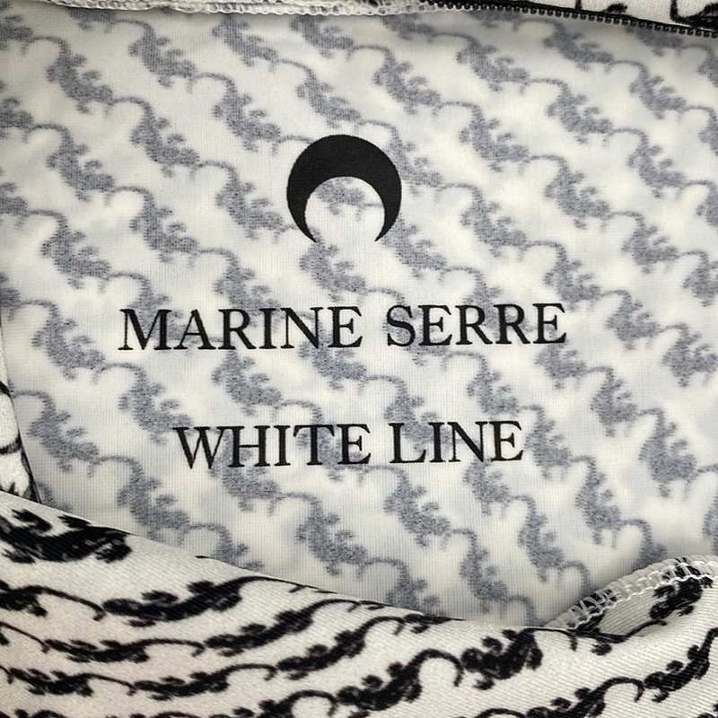 【美品】  MARINE SERRE / マリーンセル | 2020AW | SECOND SKIN TURTLENECK TOP トカゲプリント タートルネック カットソー ロンT | L | ホワイト / ブラック | レディース 美品】 MARINE SERRE / マリーンセル | 2020AW | SECOND SKIN