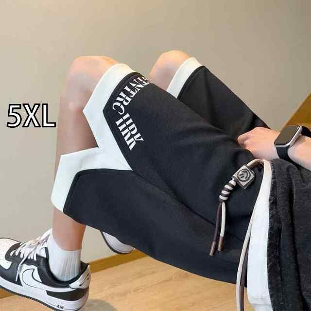 [5XL]メンズ  服  シンプル ファッション オシャレ 大人 かっこいい 大きいサイズ ストリート 紳士服 黒 白 スポーツ パンツ 夏 アメリカン カジュアル チェック柄