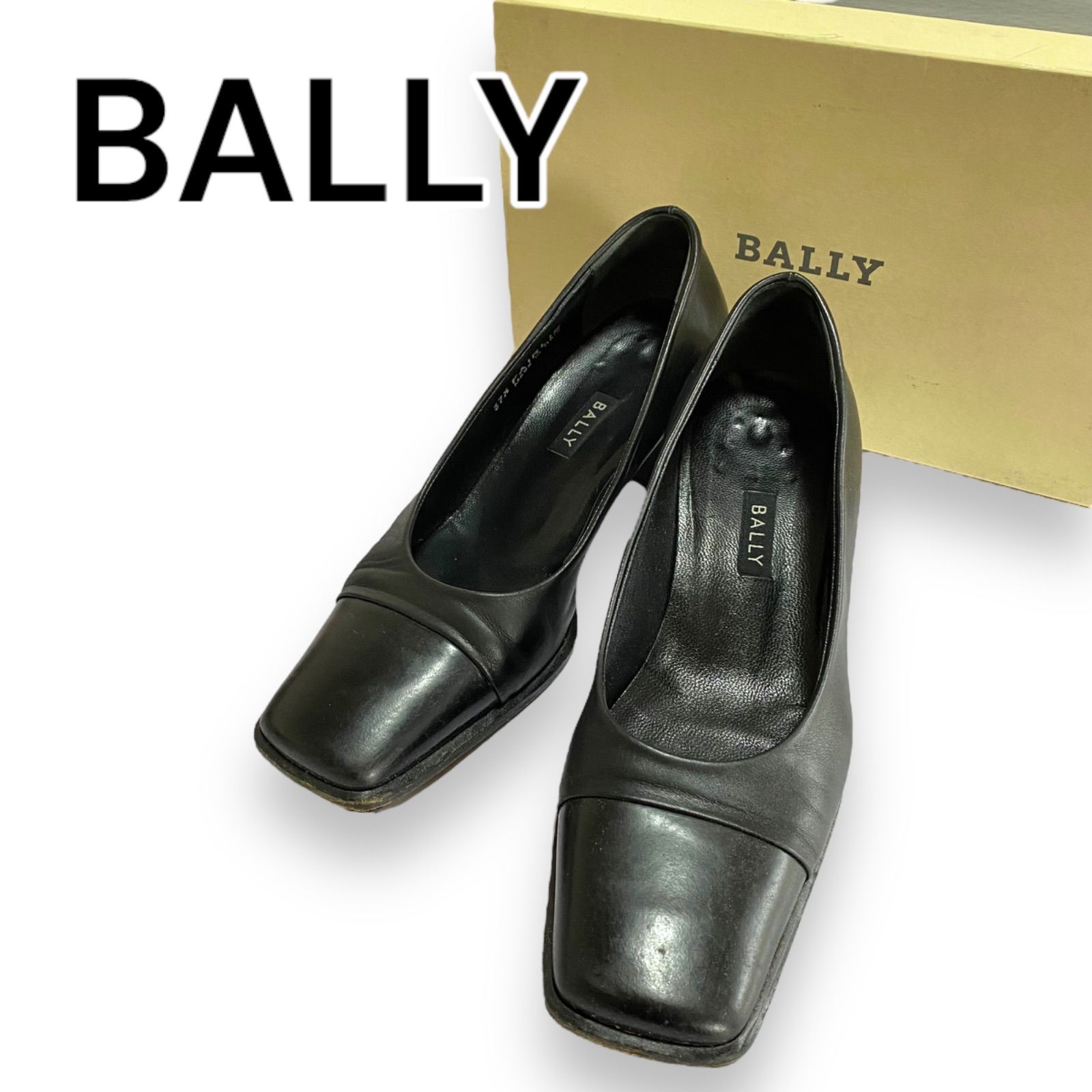 BALLY バリー スクエアトゥ パンプス 太ヒール ハイヒール ローファー