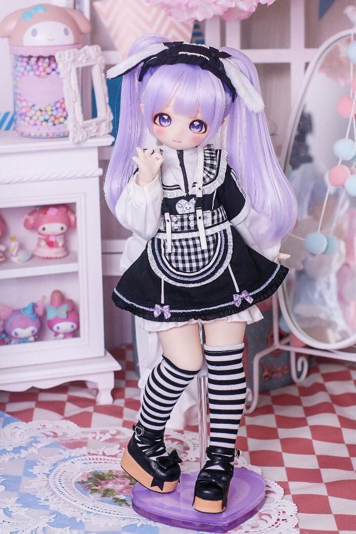 海外ディーラー製 ドール服 MDD 1/4 ドレス うさぎ耳 黒-C1170
