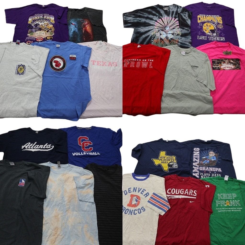 古着卸 まとめ売り カラーmix 半袖Tシャツ 20枚セット メンズ XL タイダイ柄 チームロゴ ワンポイント 古着 NC3847