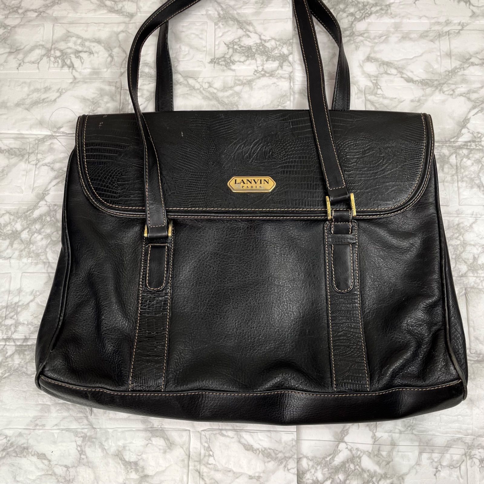 LANVINランバン　レザー　トートバッグ　ショルダー　ブラック 163 大容量 2486106100TOTE____480_01_very-