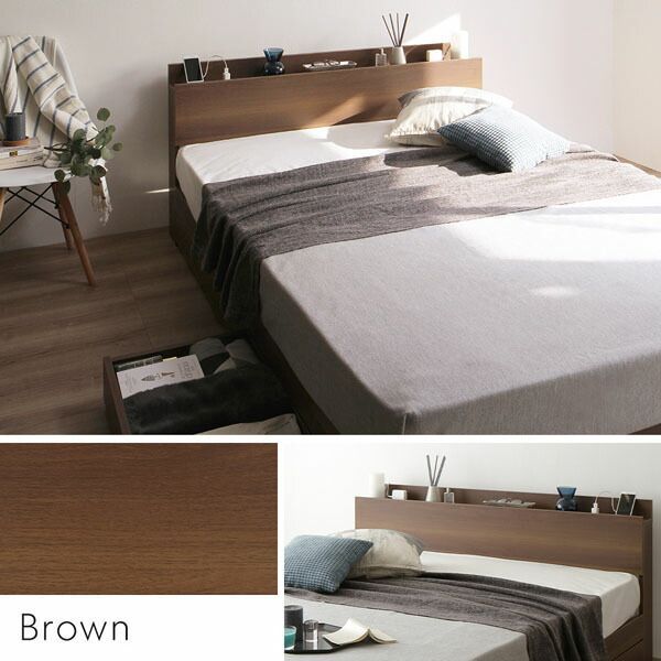 ベッド ダブル ポケットコイルマットレス付き ブラウン ds-2418544 ベッド ダブル ポケットコイルマットレス付き ブラウン ds-2418544