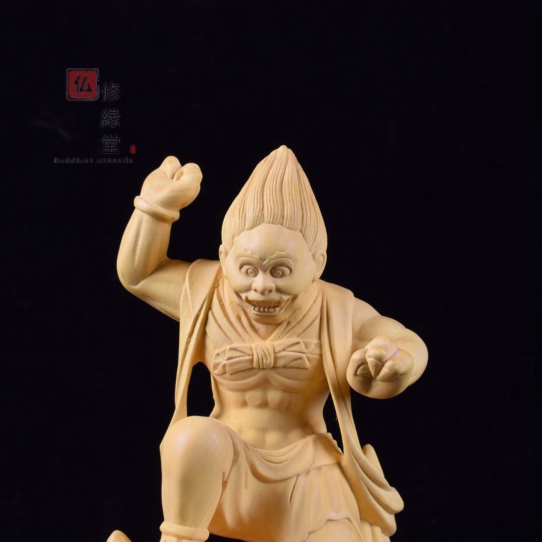 修縁堂】高品質 木彫仏像 火神立像 彫刻 仏教工芸 柘植材 仏師で仕上げ-