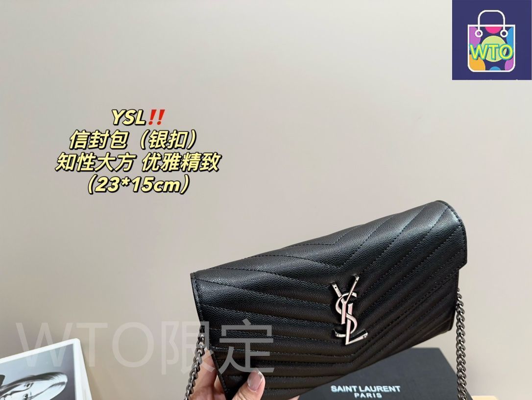 サンローラン YSL封筒バッグ（シルバーバックルショルダーバッグ