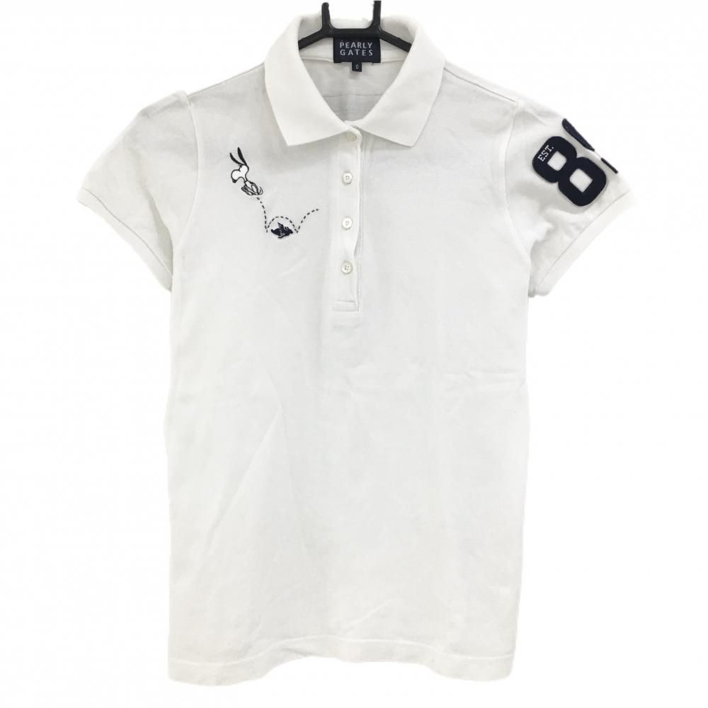 ☆特価☆【美品】パーリーゲイツ×PEANUTS 半袖ポロシャツ 白×ネイビー