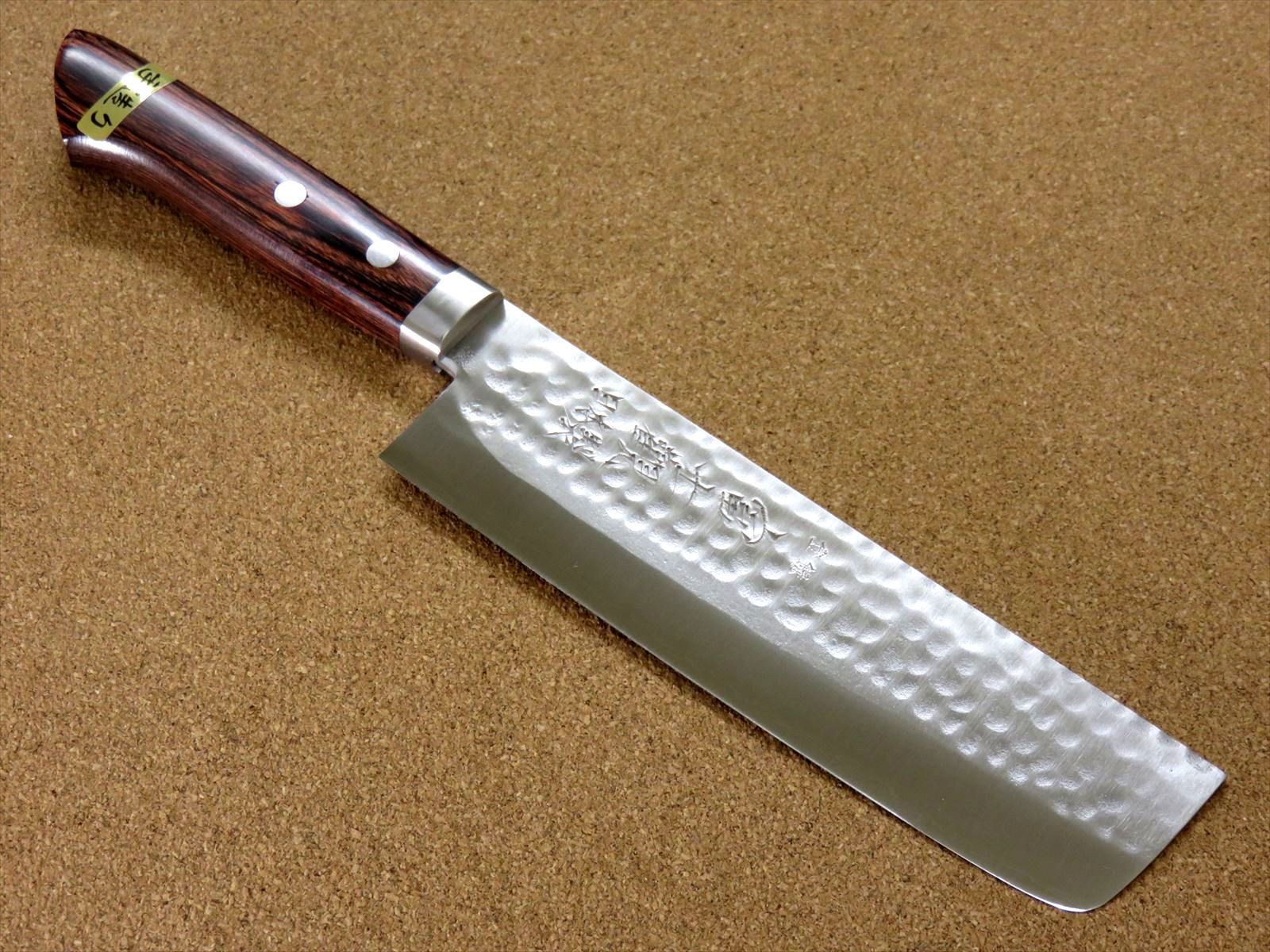 関の刃物 菜切り包丁 16.5cm (165mm) 富士觀 鎚目鍛造 本割込 3層鋼 V
