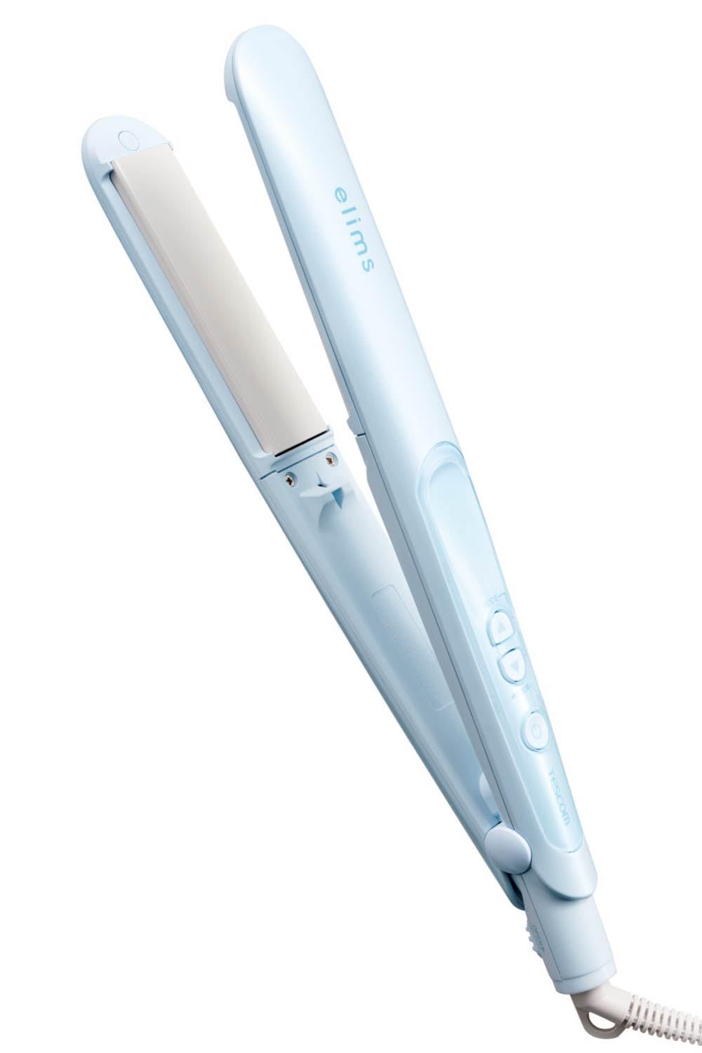 テスコム ヘアアイロン マイナスイオン 26mm モイストキープモード搭載 海外対応 自動OFF 開閉ロック ラク抜きプラグ パールブルー TS550B-A パールブルー