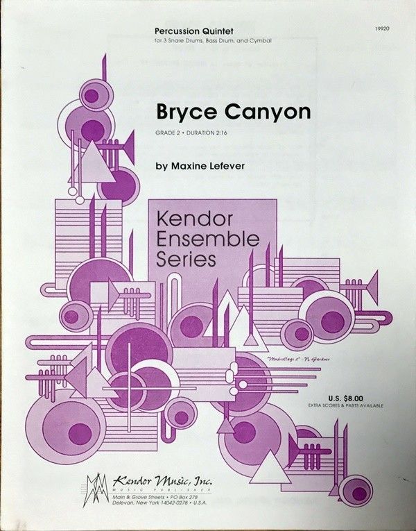 Maxine Lefever Bryce Canyon (percussion quintet score+part score) imported sheet music Maxine Lefever Bryce Canyon Western book