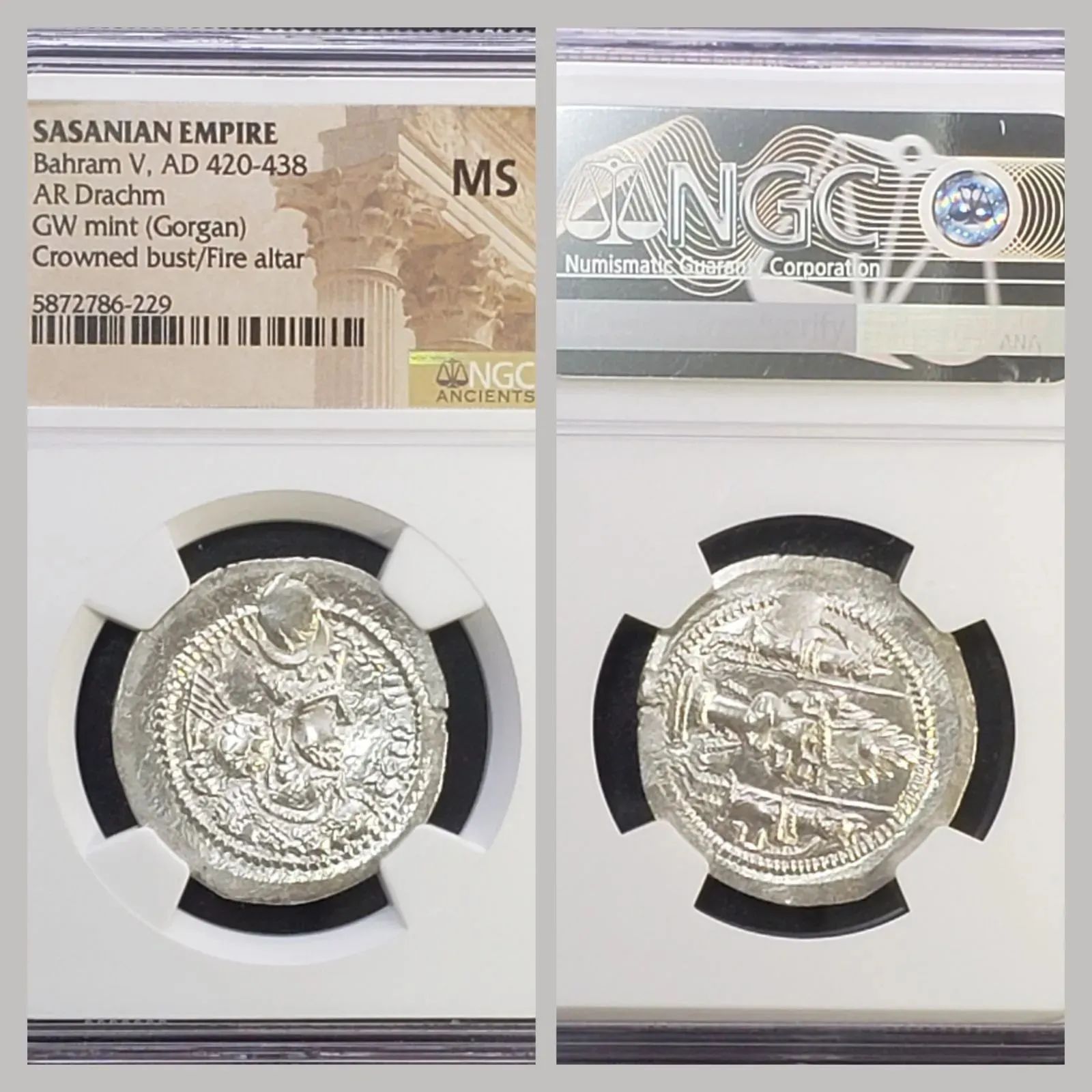 MS鑑定 399-420年 ササン朝 ペルシア 銀貨 NGC 古代 コイン ...