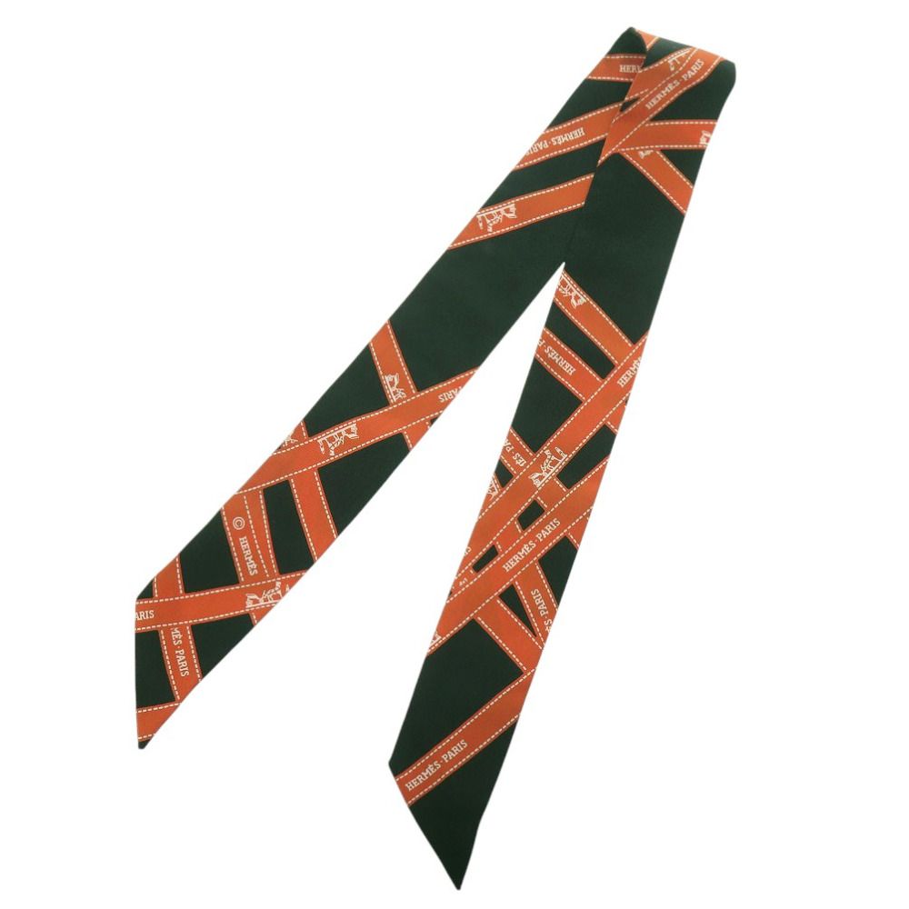 美品★HERMES ツイリー★ボルデュック★リボン★スカーフ★シルク 美品 エルメス リボン柄 ボルデュック柄 ツイリー Twilly