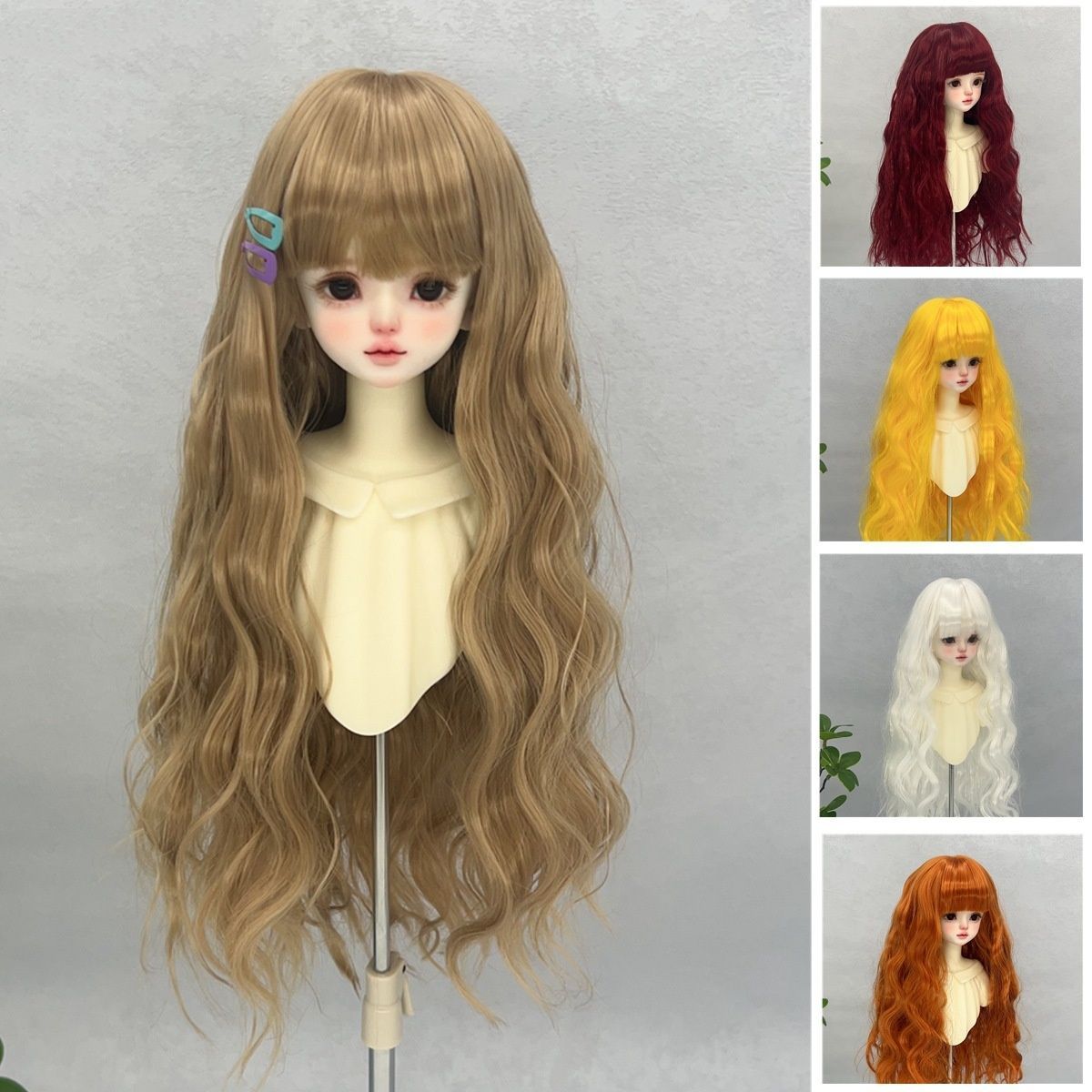 ドールのウィッグ製作用 みの毛 人髪ウェーブ90cm✖️6セット ドールのウィッグ製作用 みの毛 人髪ウェーブ90cm✖️6セット