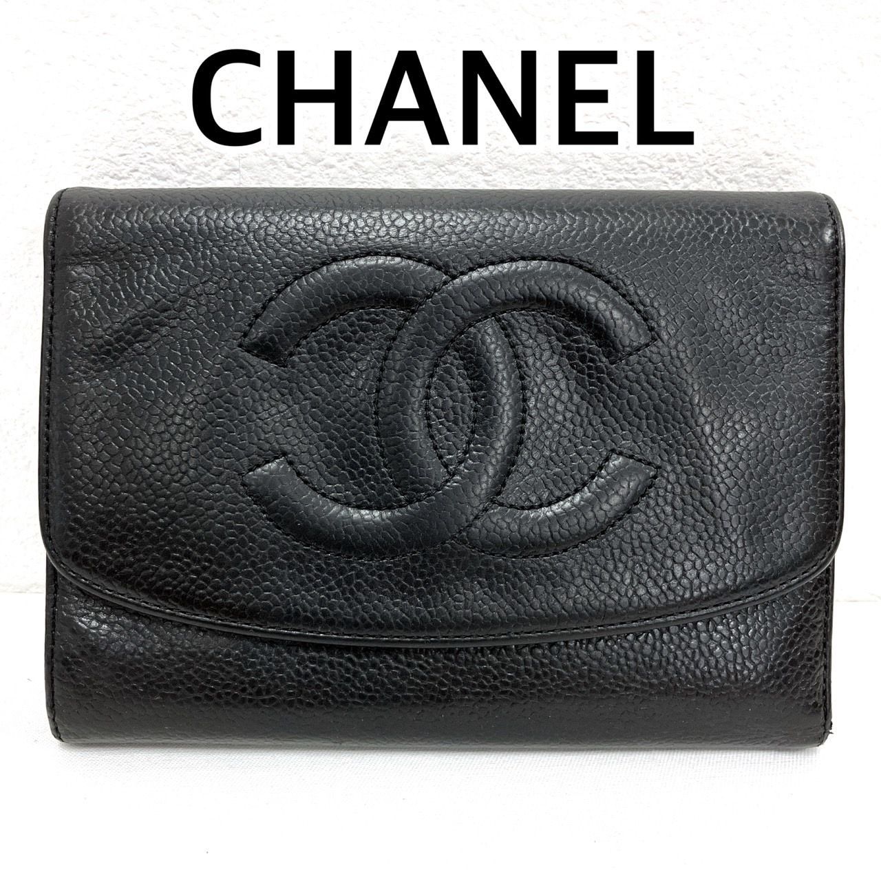CHANEL シャネル キャビアスキン ココマーク 財布 三つ折り財布