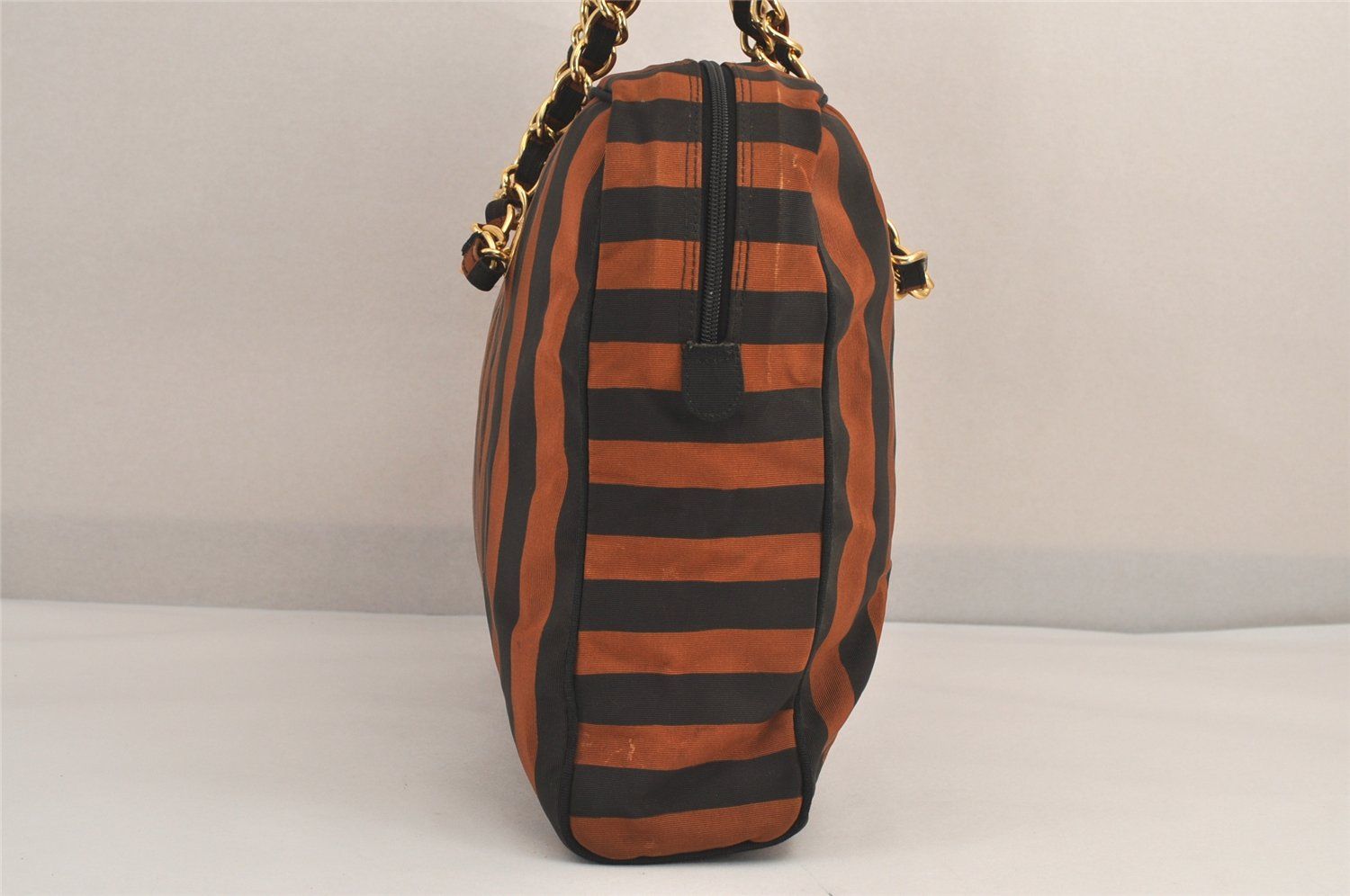 VALENTINO ヴァレンティノ ストライプ チェーン ショルダーボストン 
