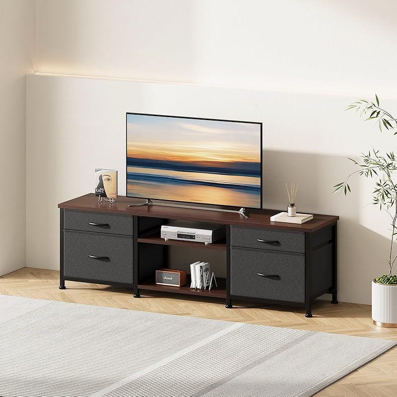 YeTom テレビ台 テレビボード 収納テレビ台 ローボード テレビラック 47インチまで対応 板は調節 幅110×奥行30×高さ38.5cm ブラウン 0