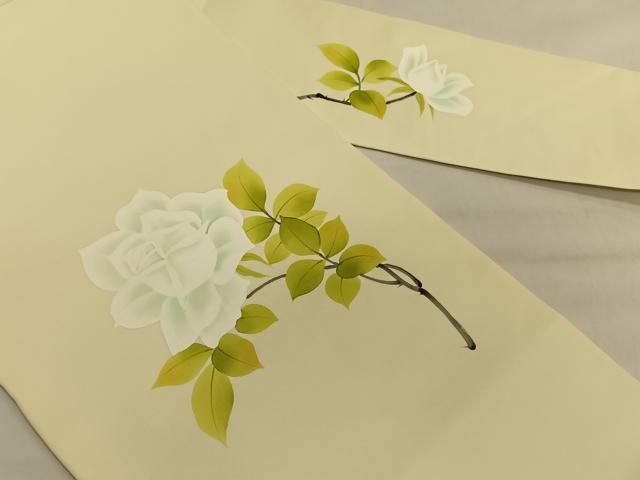 平和屋着物◎塩瀬 九寸名古屋帯 ろうけつ染 枝花文 正絹 逸品