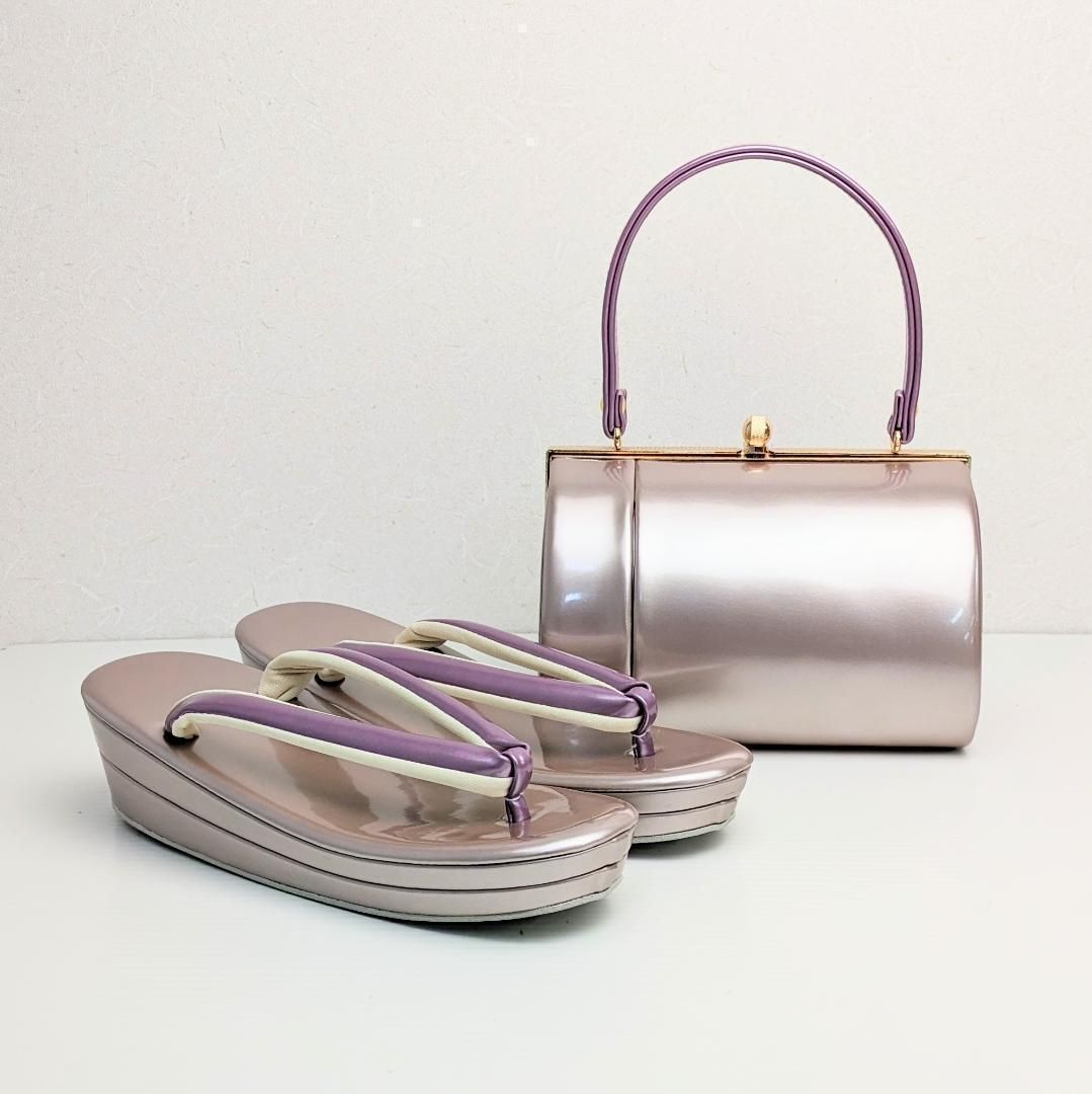 和装 草履 バッグ セット エナメル ピンク 紫 フリーサイズ u63 - メルカリ