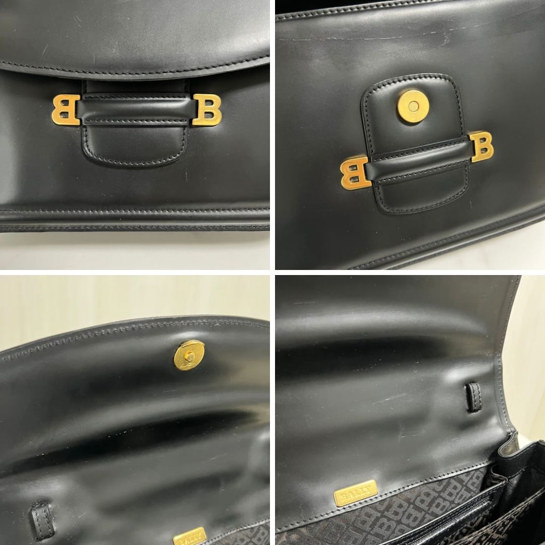 レディース BALLY バリー ハンドバッグ ゴールド 自立 レザー ブラック 