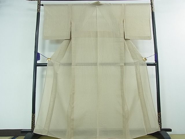 平和屋本店□極上 夏物 本塩沢 夏塩沢 縞 星野謹製 証紙付き 逸品