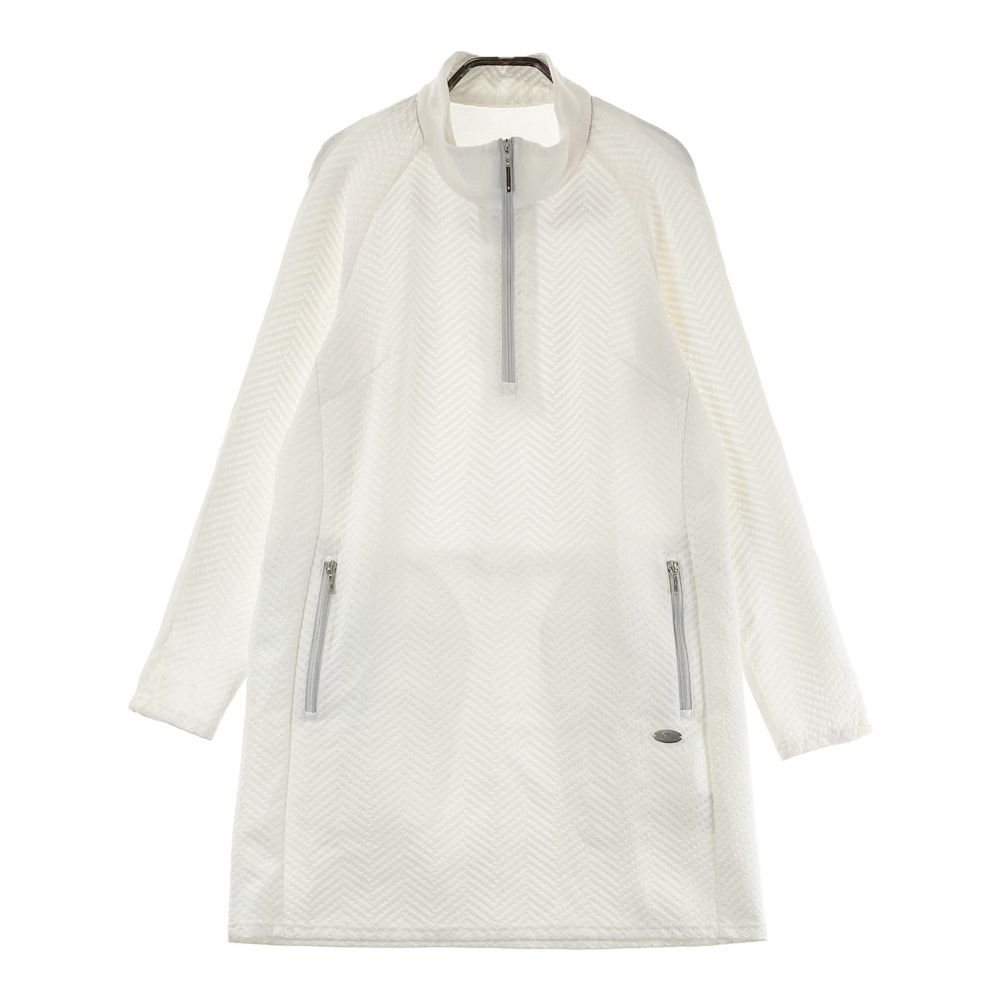 美品 CPG GOLF ハイネック フレア リブニット ワンピース ホワイト 2 美品 CPG GOLF ハイネック フレア リブニット ワンピース