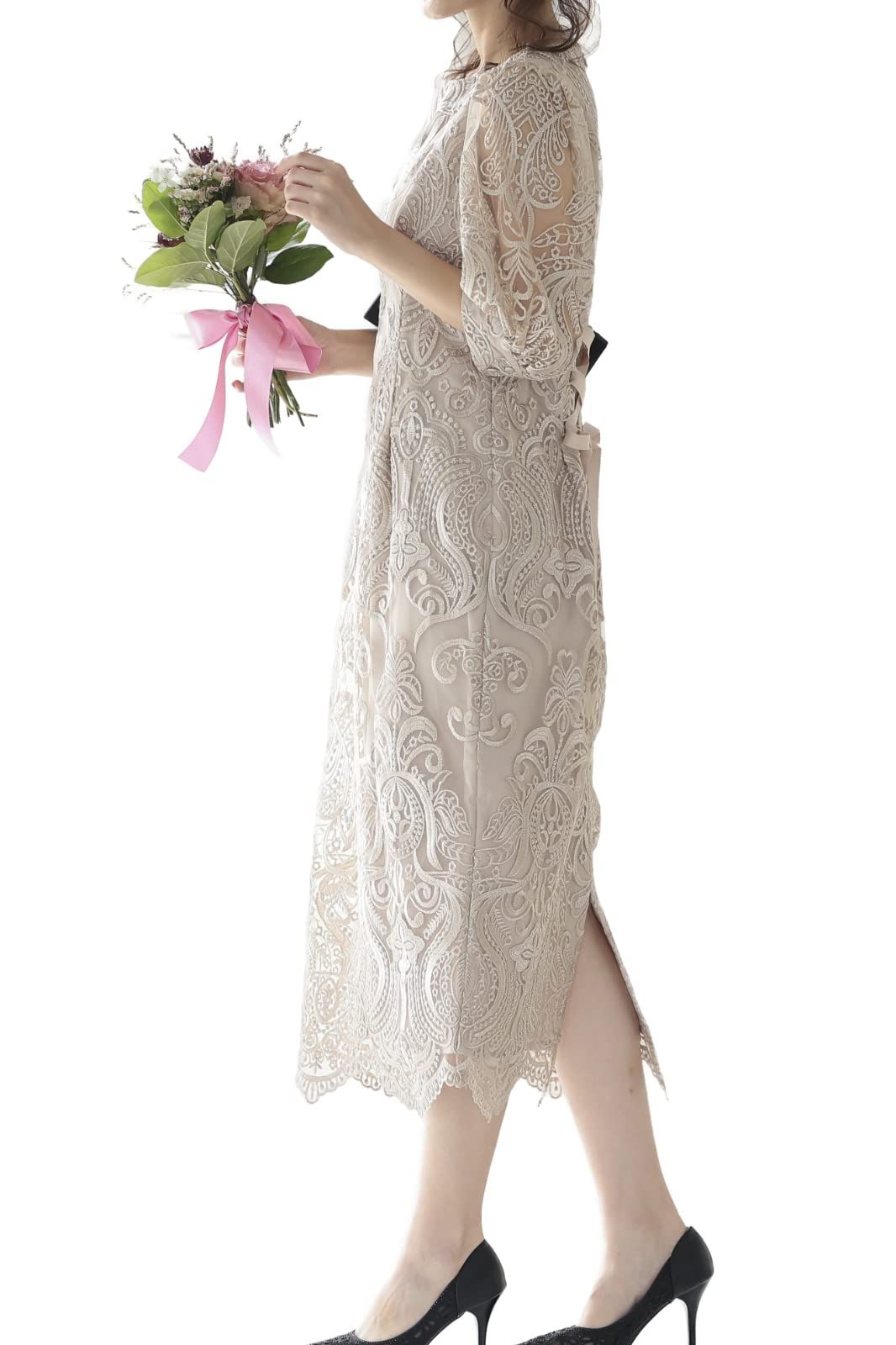 アウニイ パーティ ワンピース ドレス レディース 結婚式およばれワンピース パーティードレス 321157 ベージュ XL ベージュ | 157 XL